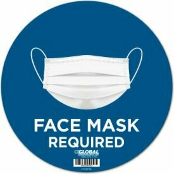 The Magnet Group GEC&#8482; 12" Round Face Mask Required Wall Sign, Blue, Adhesive CP005811